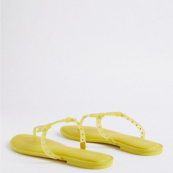 BOGO Yellow stud Medallion T Strap Jelly Sandals Mules Slides Flats Slip-on - Picture 4 of 6